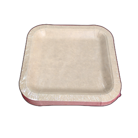 Paper Plates 7" Square Brown Kraft