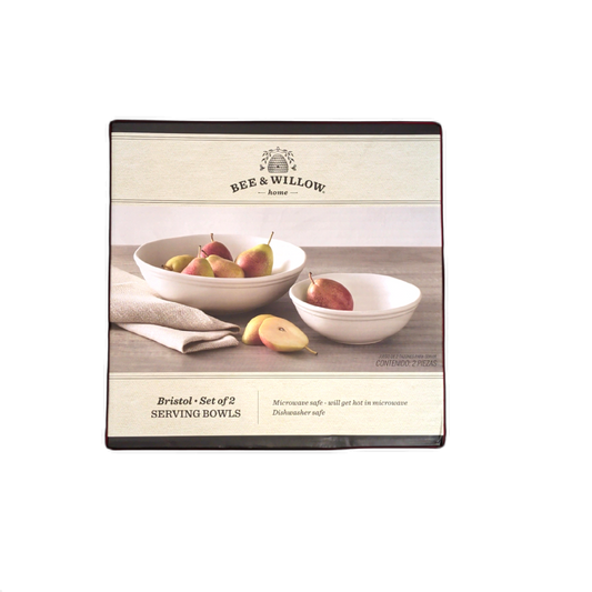 Bristol Serving Bowls Set Of 2 7" & 10" White Bee & Willow Home