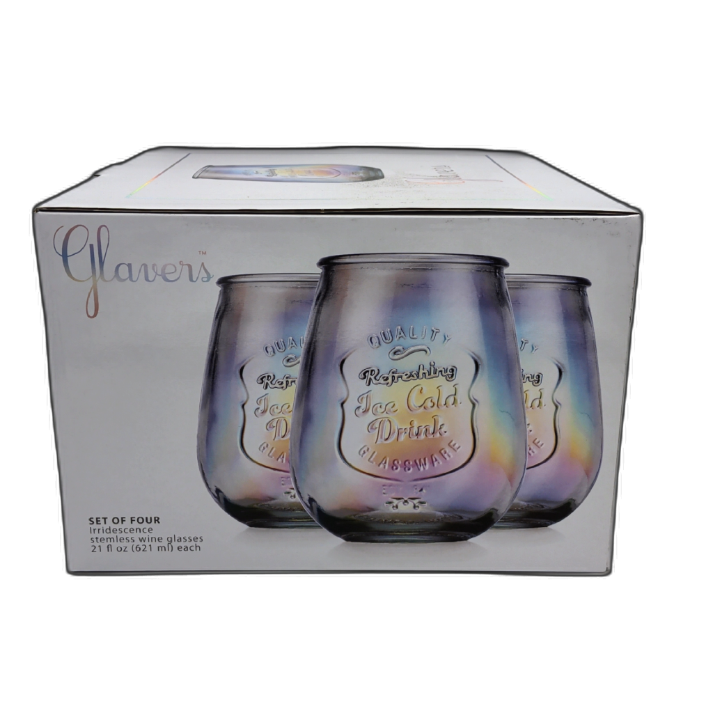 Verres à vin sans pied Iridescence, lot de 4. 620 ml chacun Glavers