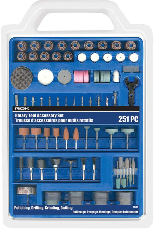 rotary tool accessory set in tray