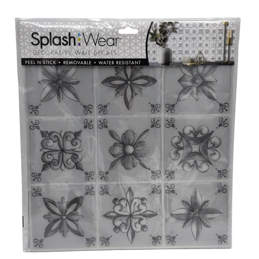 Peel & Stick Domed Painted Decorative Wall Tiles 10.5" x 10.5" 4pk. Splash Wear