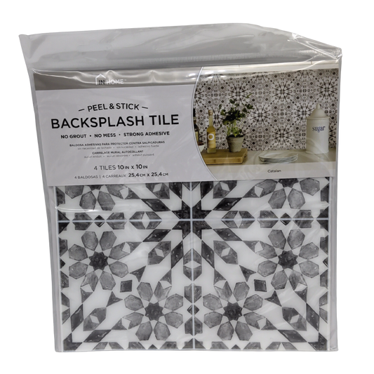 Peel & Stick Backsplash Tile 10" x 10" 4pk. Catalan