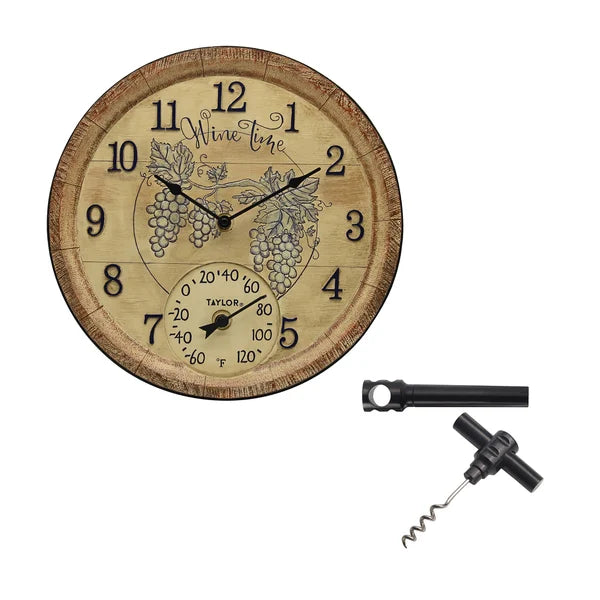 Decorative Clock w/Thermometer 14" Indoor/Outdoor Taylor - Additional View