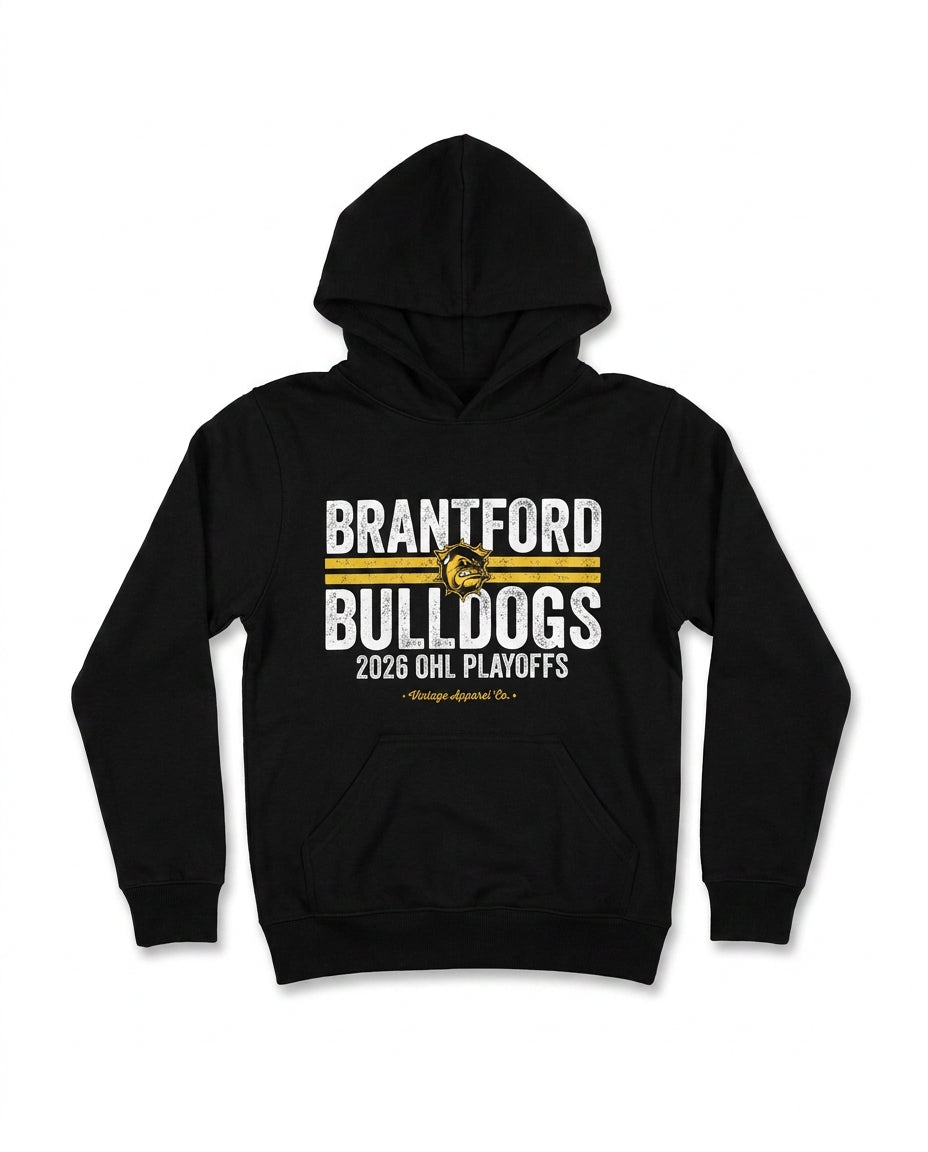 Brantford Bulldogs 2026 OHL Playoffs black pullover hoodie