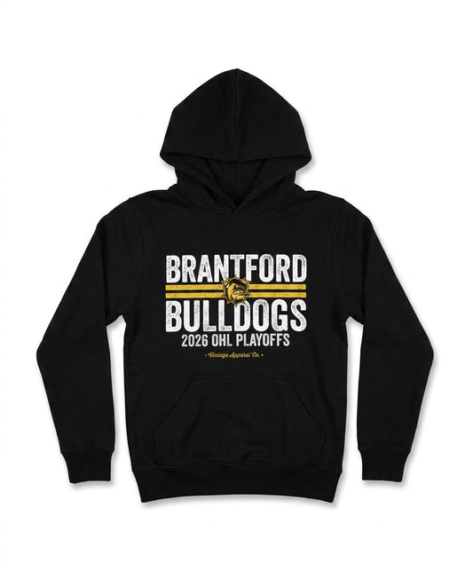 Brantford Bulldogs 2026 OHL Playoffs black pullover hoodie