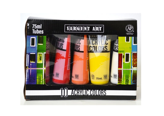 Acrylic Paint Set 10 Tube X 75ml Sargent