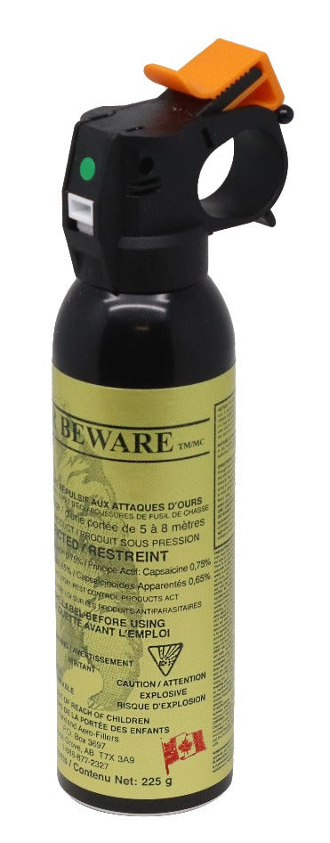Bear Beware® Bear spray 225g 5-8m shotgun spray pattern