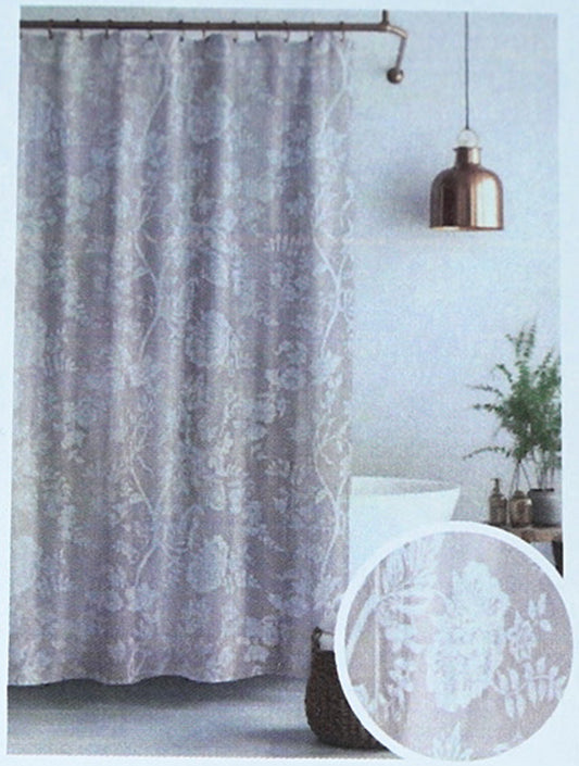 Shower Curtain Taupe Floral 70x72 Inch Polyester Printed Fabric