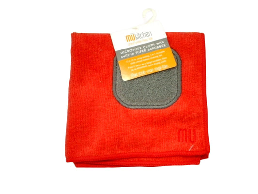 Microfiber Cloth w/Built-in Super Scrubber Red Mukitchen
