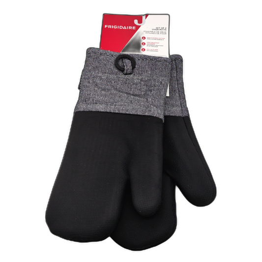 Oven Mitts Set Of 2 Black Cotton/silicone Frigidaire