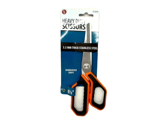 8.5" Heavy Duty Scissors 3.5mm Thick Stainless Steel Rubberized Grip