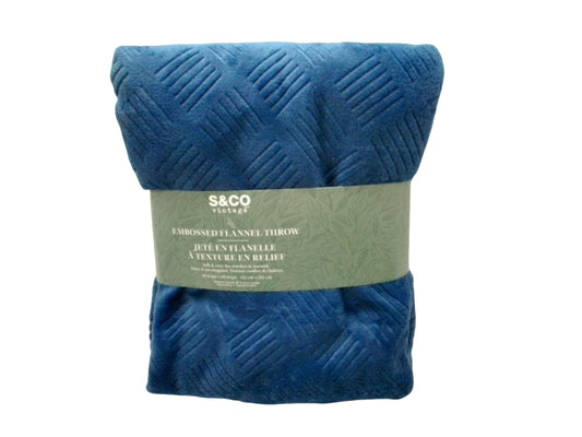 Embossed Flannel Throw Dark Denim 48" x 60" S & Co Vintage