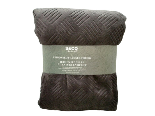 Embossed Flannel Throw Black 48" x 60" S & Co Vintage