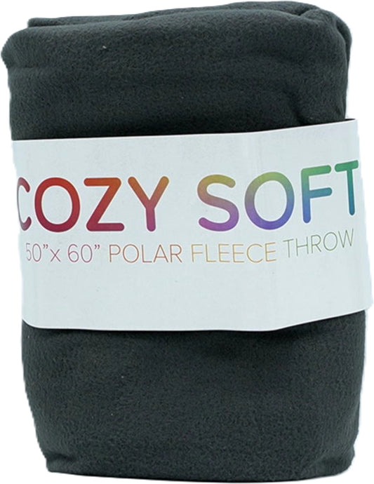 Polar Fleece Throw 50" x 60" Dark Grey Cozy Soft