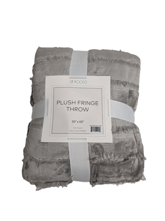 Plush Fringe Throw 50" x 60" Grey De Moocci