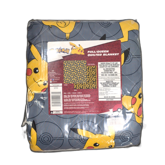 Full/queen Quilted Blanket 90" X 90" Pokemon Pika Pose