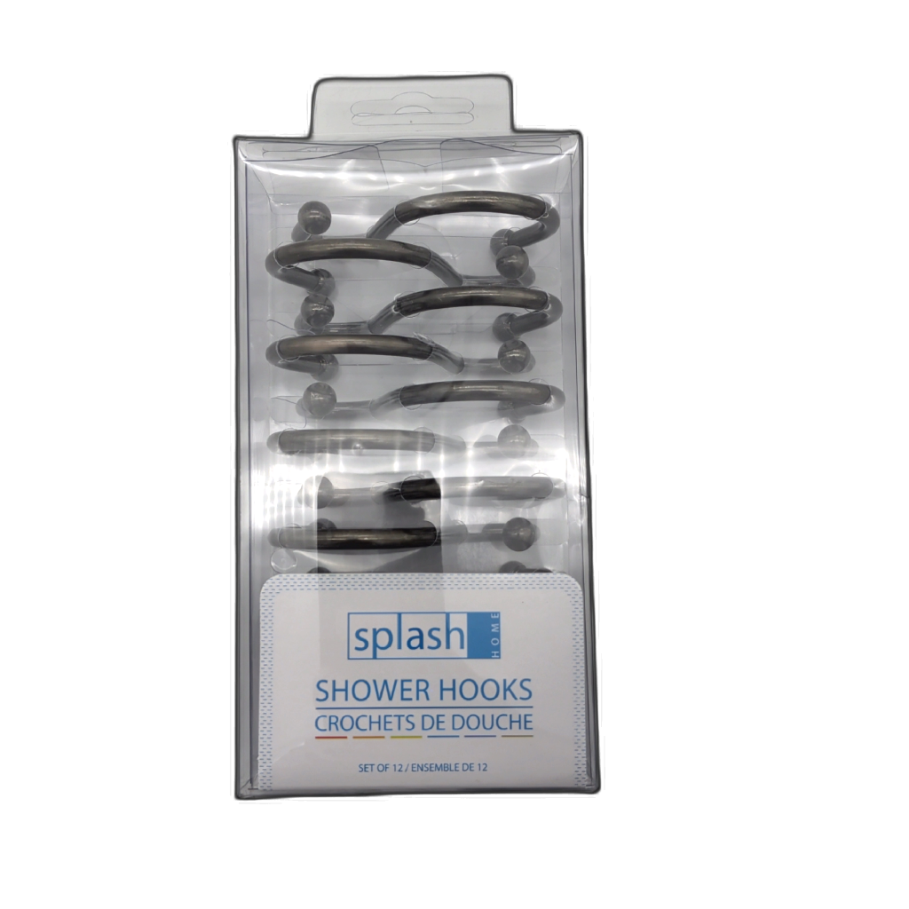 Shower Curtain Hook Set 12pk Pewter Splash Home