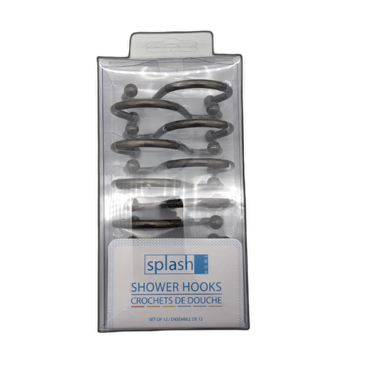 Shower Curtain Hook Set 12pk Pewter Splash Home