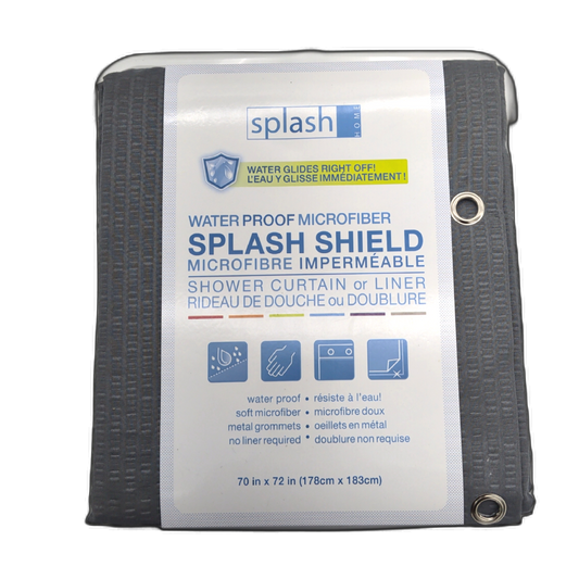 Microfiber Shower Curtain or Liner 70" x 72" Steel Grey Splash Shield