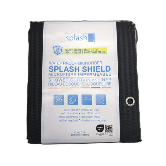 Microfiber Shower Curtain Or Liner 70" X 72" Ova Black Splash Shield