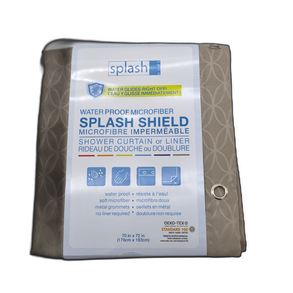 Microfiber Shower Curtain or Liner 70" x 72" Beige Splash Shield