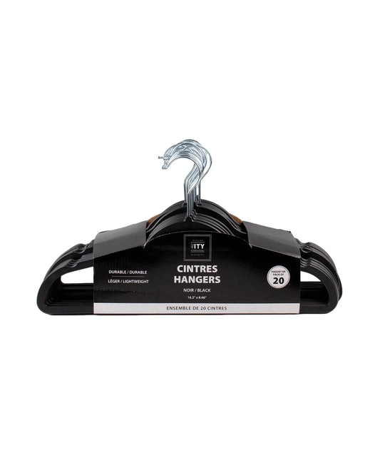 Plastic Clothes Hanger 20 Pack - Black