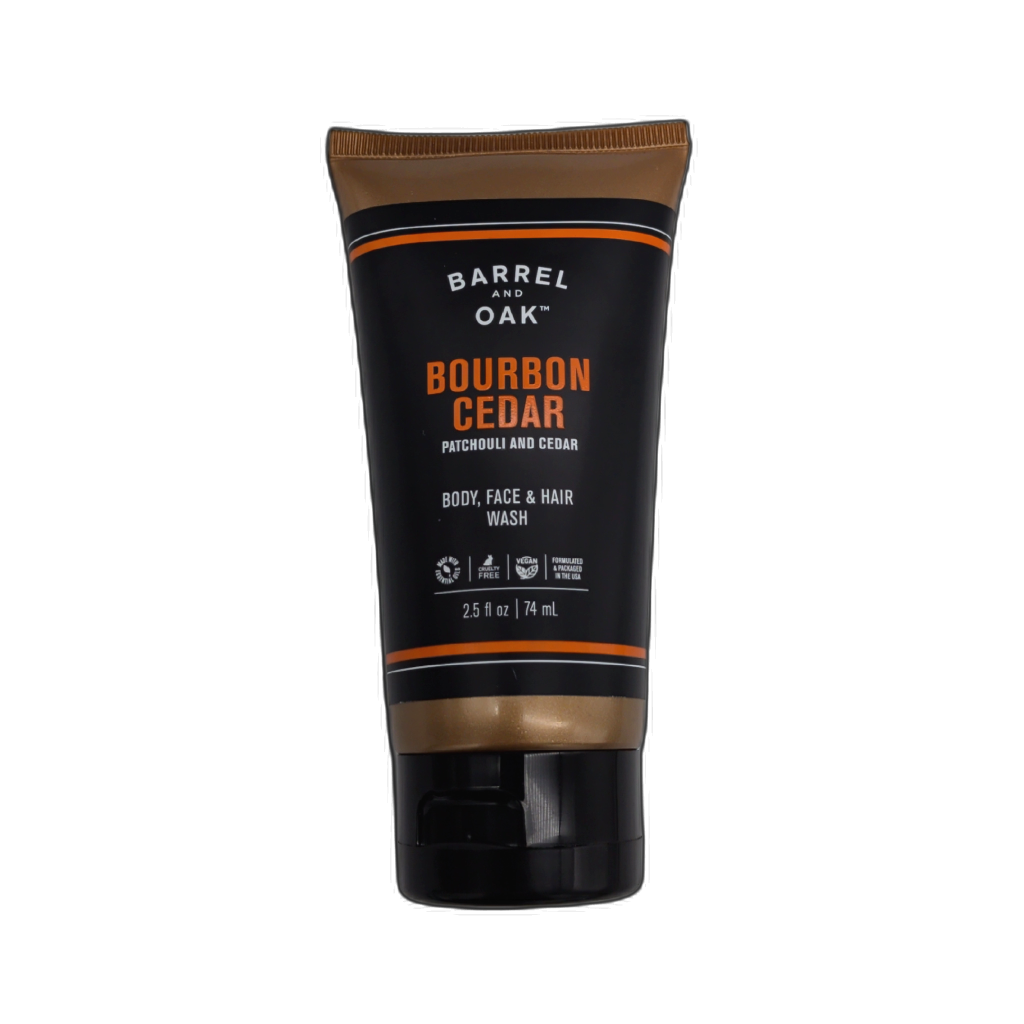 Body, Face & Hair Wash Bourbon Cedar 74mL Barrel And Oak
