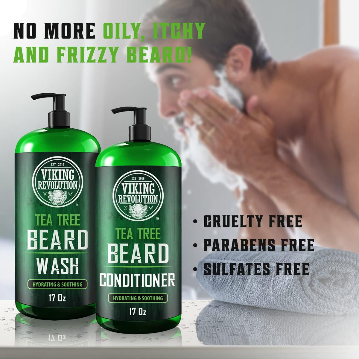 Tea Tree Beard Wash & Conditioner 17oz. Viking Revolution - Additional View