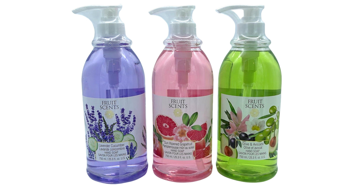 Savon liquide pour les mains parfums fruités 750mL Assortiment de parfums fruités