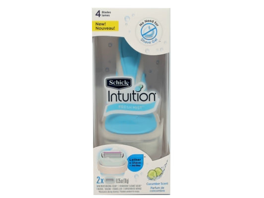 Ladies 4 Blade Razor Cucumber Scent Schick Intuition Fresh Mist
