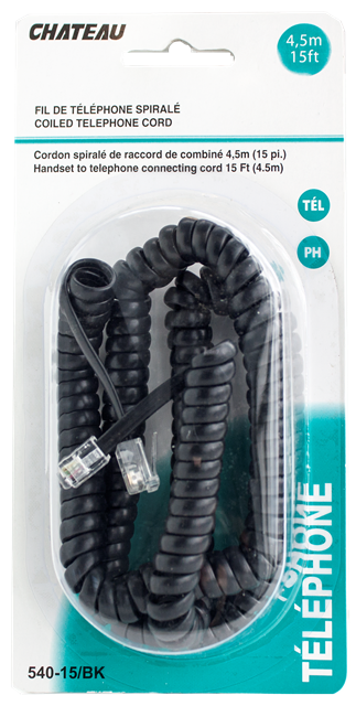 Phone Line Cord Black 15 foot