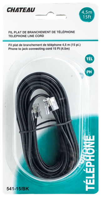 Phone Line Cord Black 15 foot