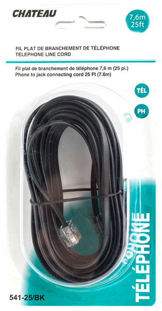 Phone Line Cord Black 25 foot