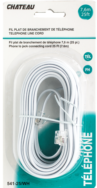 Phone Line Cord White 25 foot