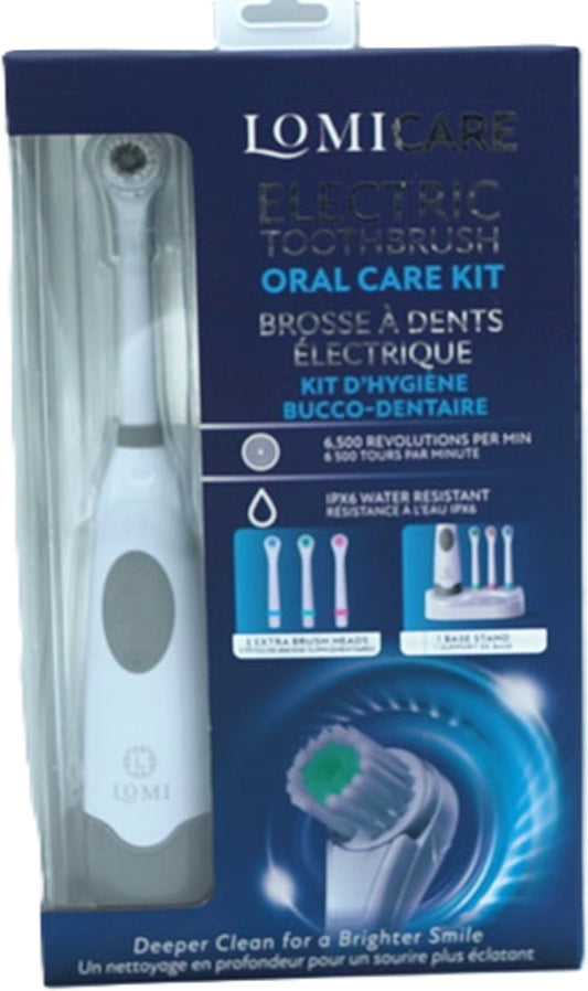 Electric Toothbrush Oral Care Kit w/Stand & 3 Extra Brush Heads Lomicare