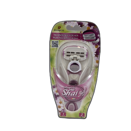 Women's Dual 3 Blade Razor w/2 Cartridges Dorco Shai 3+3