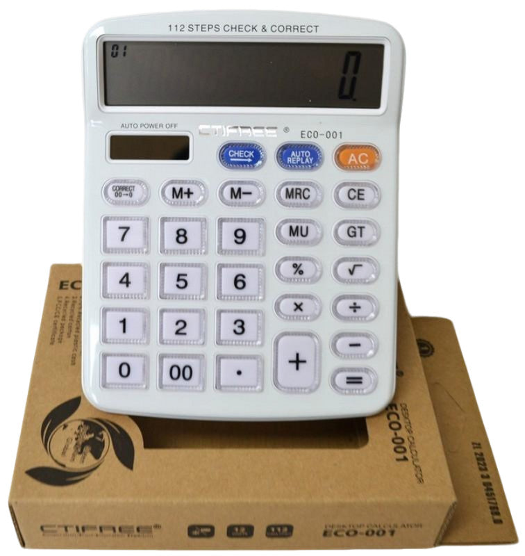 Eco-001 Calculator 12-digit Dual Power Solar & Battery