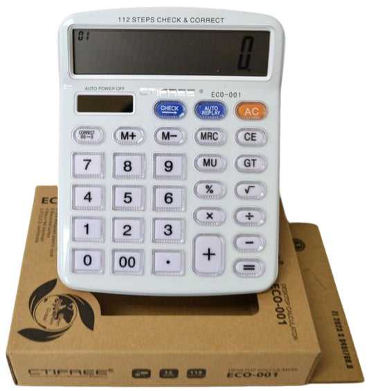 Eco-001 Calculator 12-digit Dual Power Solar & Battery