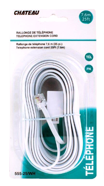 Phone Line Extension White 25 foot