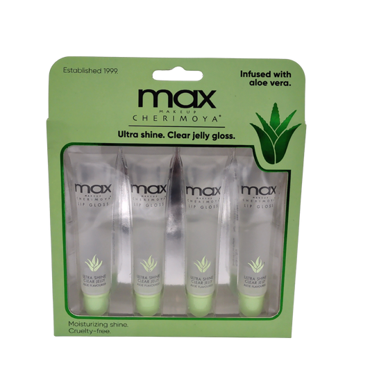 Max Lip Gloss 15mL 4pk. Infused With Aloe Vera Cherimoya