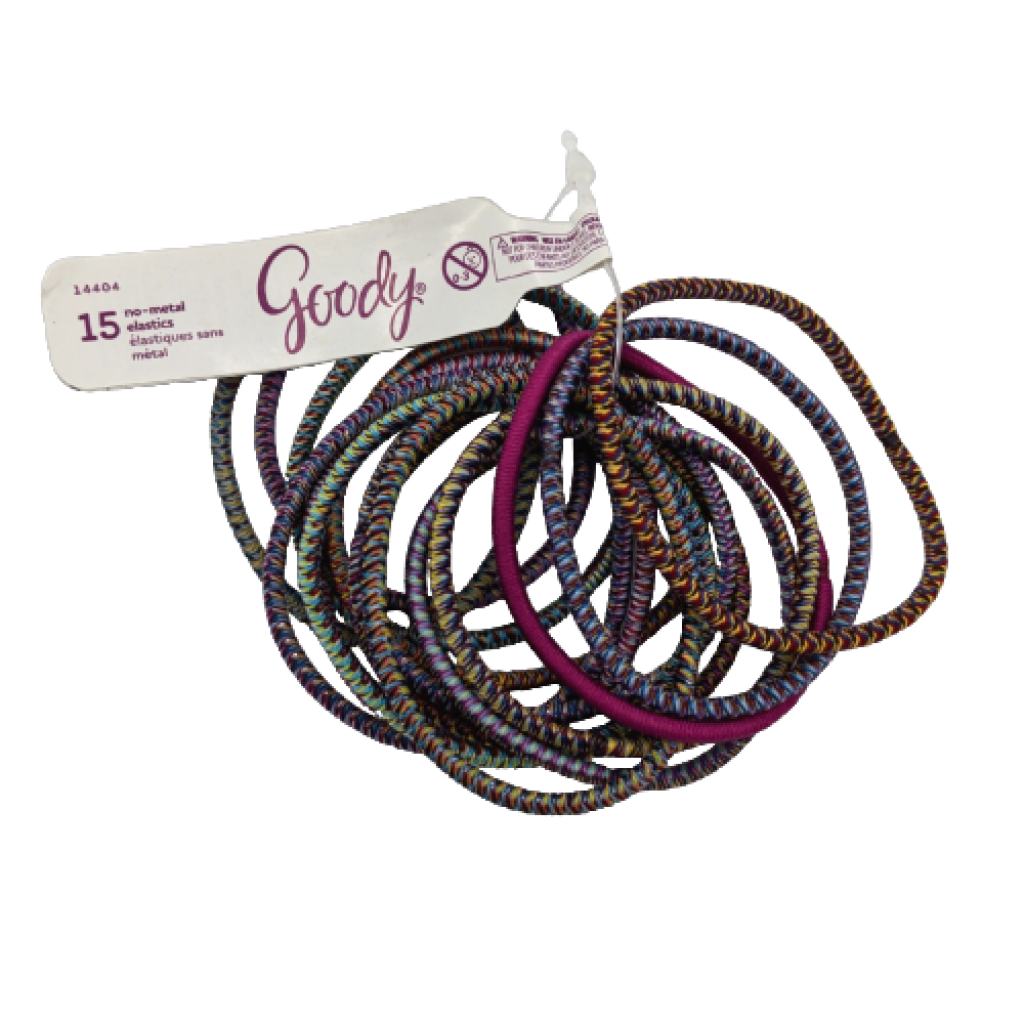 Hair Elastics No Metal 2mm 15pk. Goody Assorted Colours