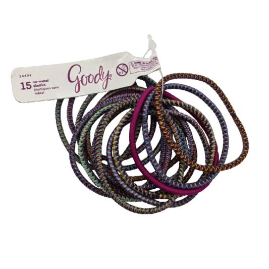 Hair Elastics No Metal 2mm 15pk. Goody Assorted Colours