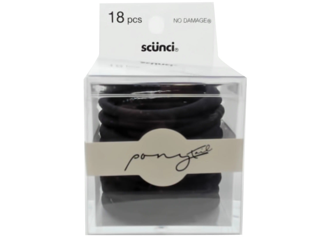 Élastiques à cheveux – Paquet de 18 – Noir – Scunci