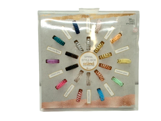 Spiral Style Box 20pcs. Hair Ties Ass't Jewel Tone Scunci