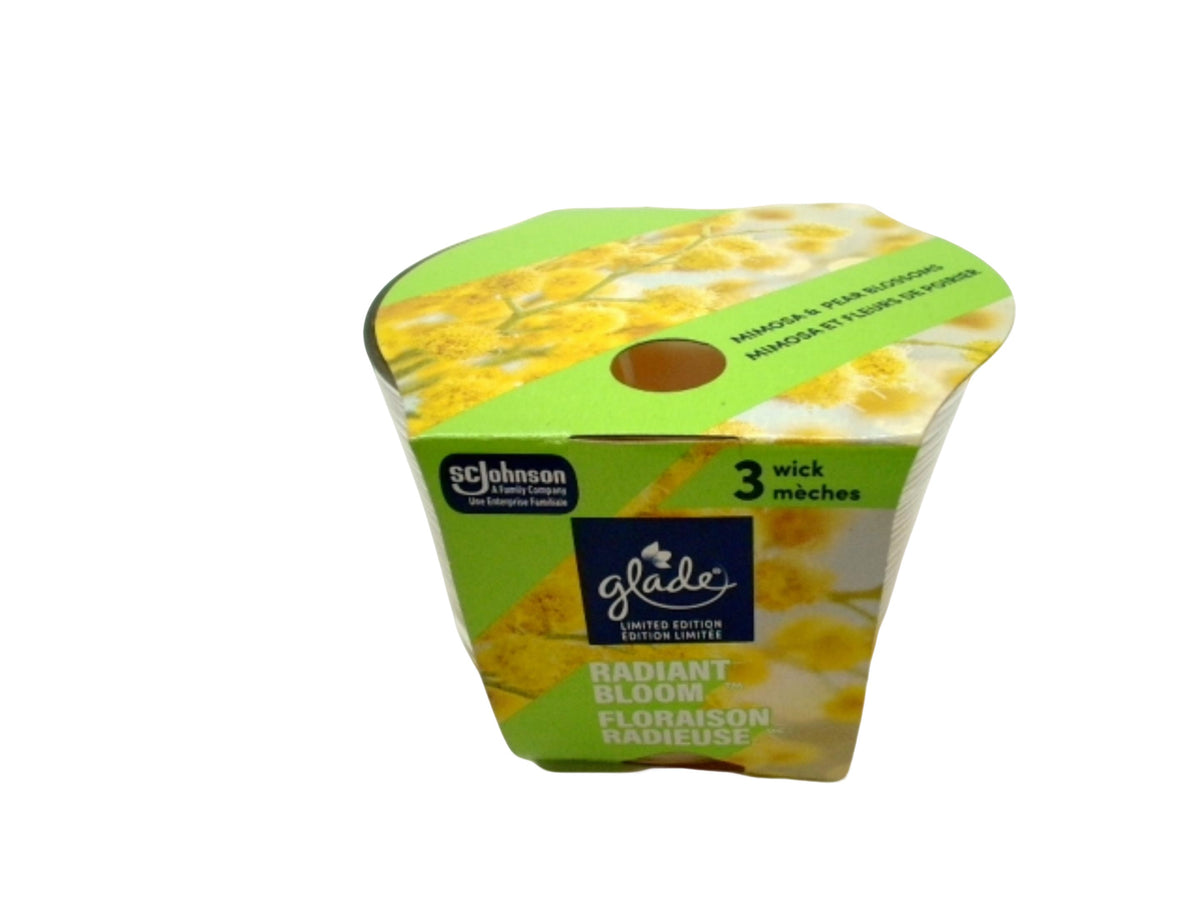 Glade 3 Wick Scented Candle Radiant Bloom Mimosa & Pear Blossoms