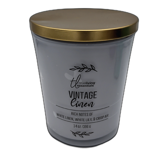 Jar Candle 14oz. Vintage Linen True Living Essentials