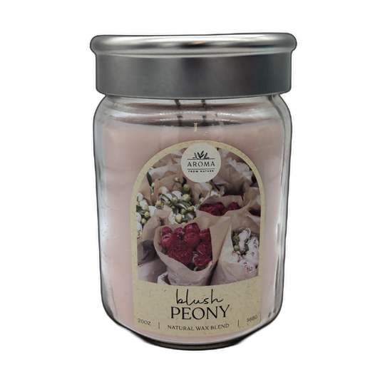 Jar Candle 20oz. Blush Peony Natural Wax Blend Aroma From Nature