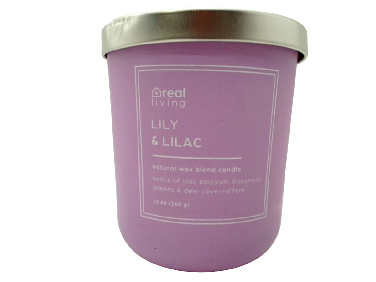 Bougie en pot 340g. Lys et Lilas Real Living