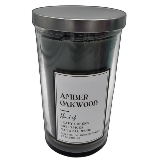 Jar Candle 17oz. Amber Oakwood Essential Oil Infused