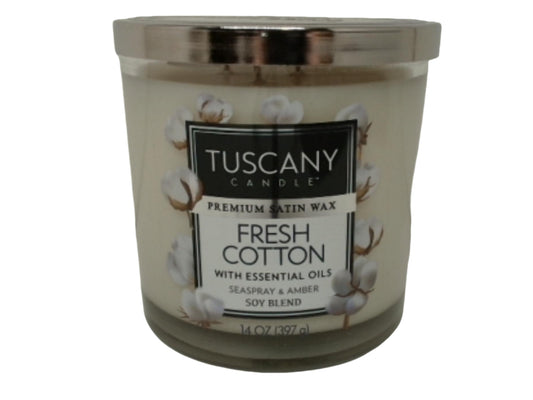 Jar Candle Tuscany 14oz. Fresh Cotton W/essential Oils Soy Blend